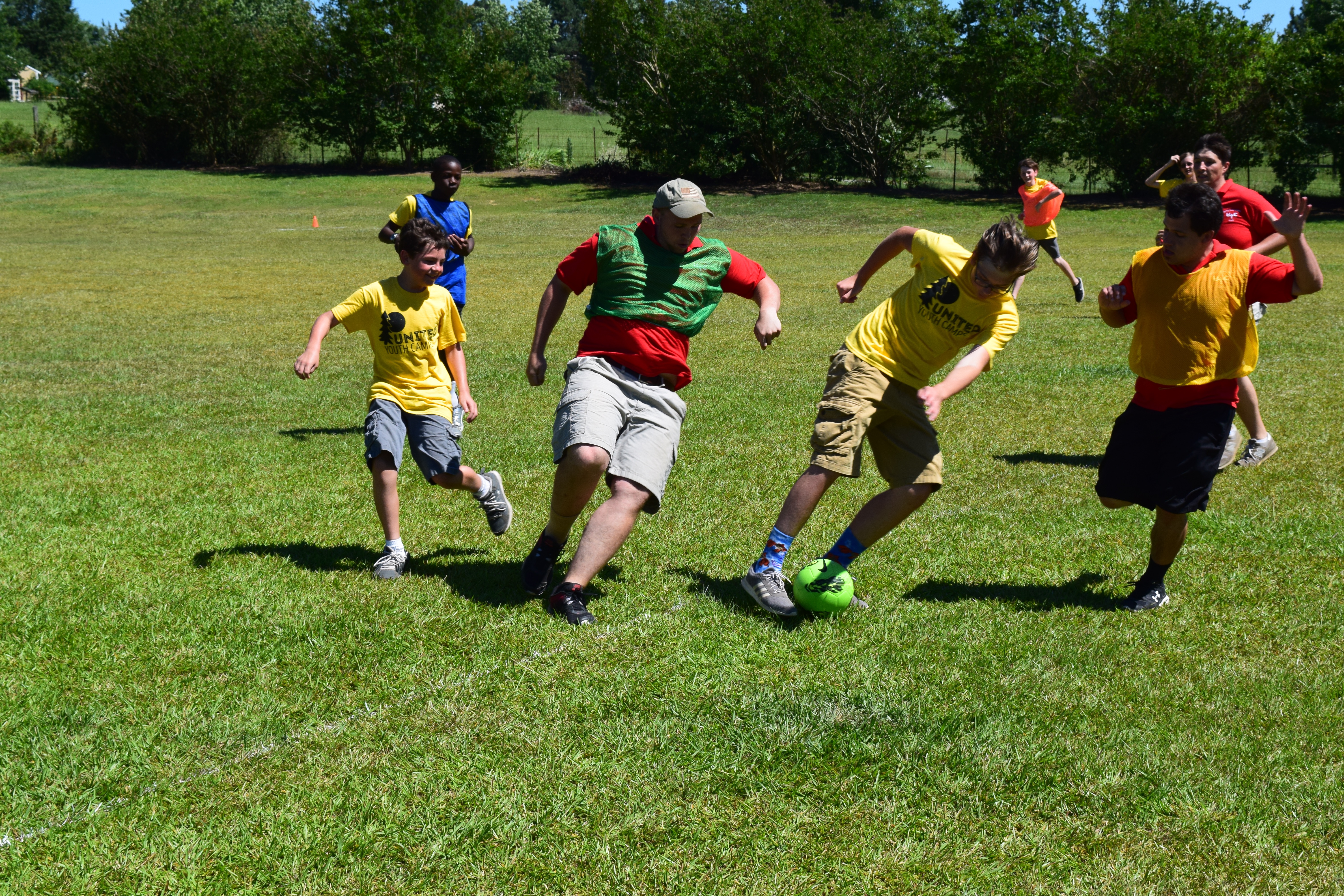 Campers at Camp Woodmen play a game of speedaway.